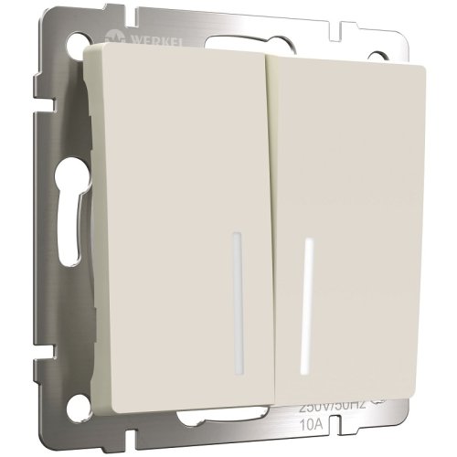 Выключатель с подсветкой без рамки Werkel 2-кл. айвори матовый картинка